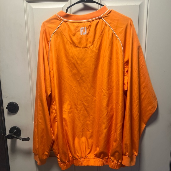 Footjoy Pullover Windbreaker FJ Golf Jacket Mens Large Orange V-Neck L - Picture 9 of 10